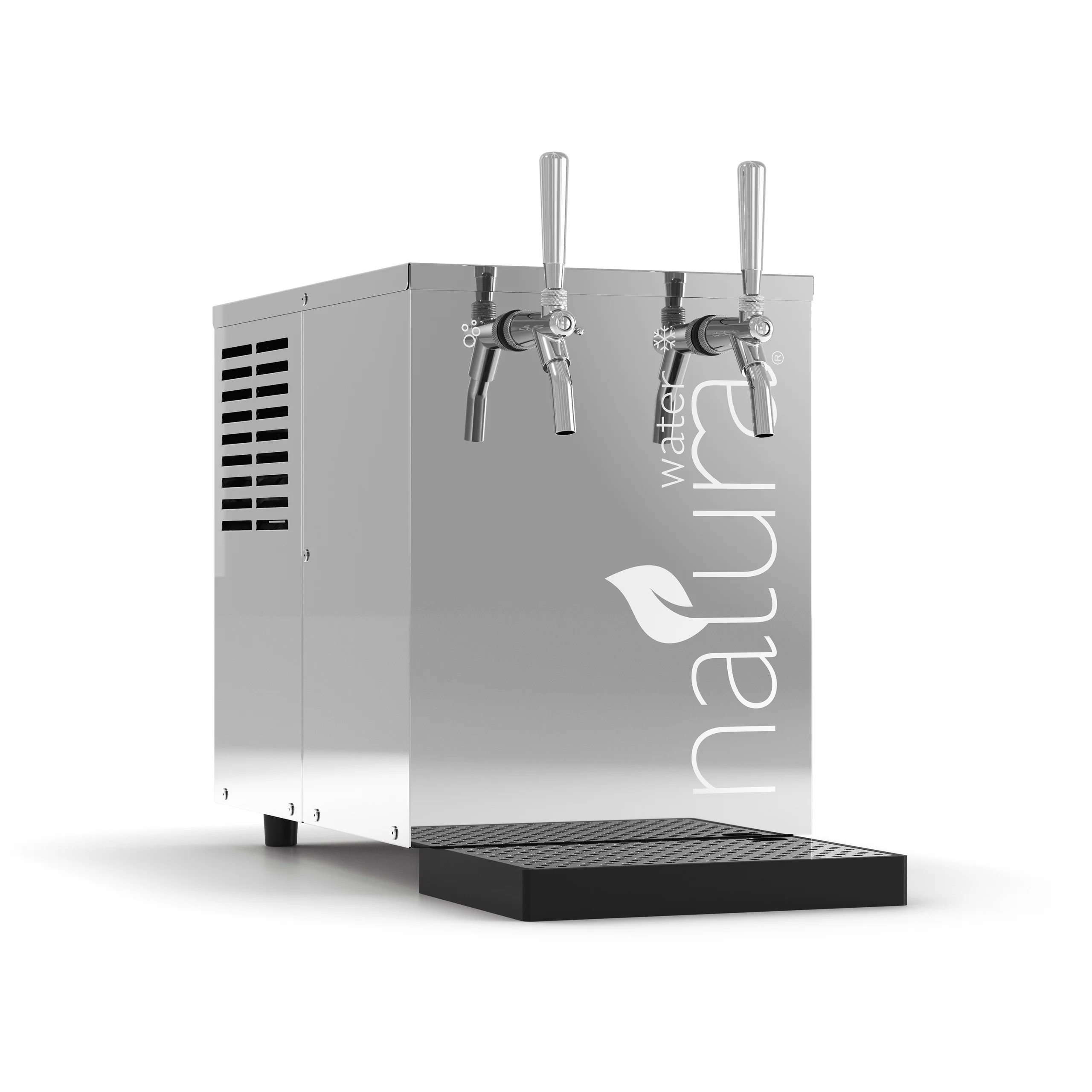 An angled view of a two-tap Natura Water dispenser.