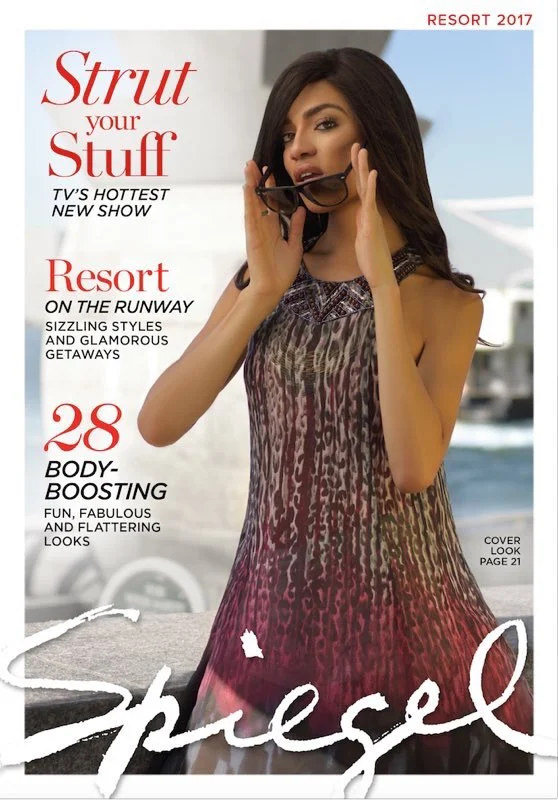 Spiegel Resort 2017 catalog cover featuring Arisce Wanzer, photographed by Erika Barker.